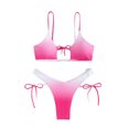 COUTEXYI Women 2 Pcs Swimsuit, Tie String Gradient Print Bikini Set