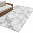 thumbnail image 2 of White Gray Washable Area Rugs 4'x6', Abstract Art Marble Texture Modern Concise Low Pile Throw Living Room Rug Non-Slip Sturdy Edge Binding Carpet for Indoor Entryway Bedside Kitchen, 2 of 9