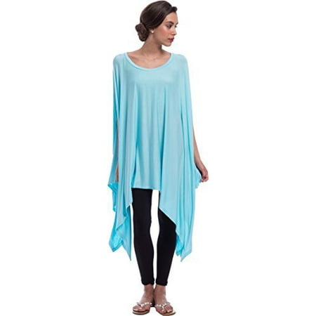 Pink Dress Coat - Loose Fit Poncho Tunic Dress with Asymmetrical Hem