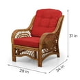 thumbnail image 2 of Malibu Lounge Armchair ECO Natural Rattan Wicker Handmade Design with Burgundy Cushion, Colonial, 2 of 5