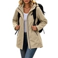 thumbnail image 4 of Enjoytime Rain Jacket Women Long Sleeve Zip Up Hooded Windbreaker Outdoor Hiking Travel Casual Outerwear with Pockets, 4 of 8