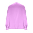 thumbnail image 6 of Babysbule Women's Satin V Neck Long Sleeve Blouse, Elegant Draped Front Casual Top for Office Party & Daily Wear, 6 of 7
