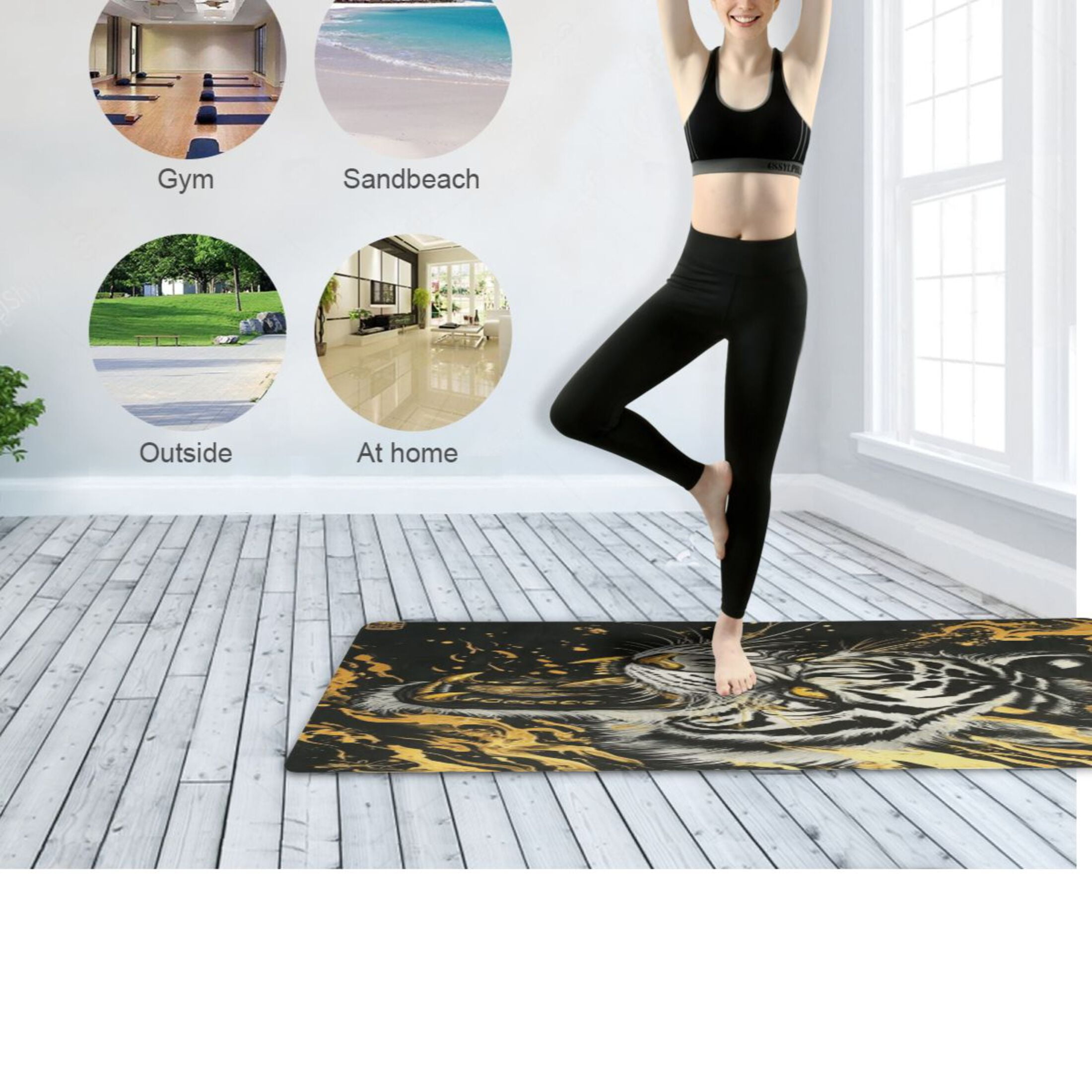 BZSMCE Yoga Mat Women Fitness Mat Wild Roar Pattern