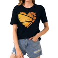 thumbnail image 2 of DDAPJ pyju Basketball Heart T Shirt for Women Funny Cute Graphic Tees Summer Short Sleeve Crewneck Tee Tops Basketball Mom Life Game Day T-Shirt Black L, 2 of 6