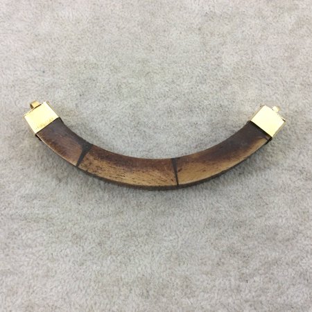 

3.5 Warm Brown Double Ended Thick U-Shaped Crescent Shaped Natural Ox Bone Focal Pendant - Measuring 95mm x 30mm