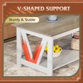 thumbnail image 2 of GALAXHERO 39.4" Coffee Table with Storage Shelf Farmhouse Coffee Table with V-Frame Support 2-Tier Wood Rustic Center Table for Living Room, Bedroom & Balcony, Greige & White, 2 of 5