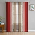 thumbnail image 3 of Red Pink Semi Sheer Curtains 108 Inch Length 2 Panels Set, Farmhouse Wood Grain Vintage Brown Striped Sheer Kitchen Curtain Privacy Voile Window Curtain for Living Room Bedroom Rod Pocket Drapes, 3 of 7