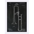 thumbnail image 1 of Blackboard Patent - Slide Trombone - Lantern Press Artwork (12x18 Giclee Art Print, Gallery Framed, White Wood), 1 of 1