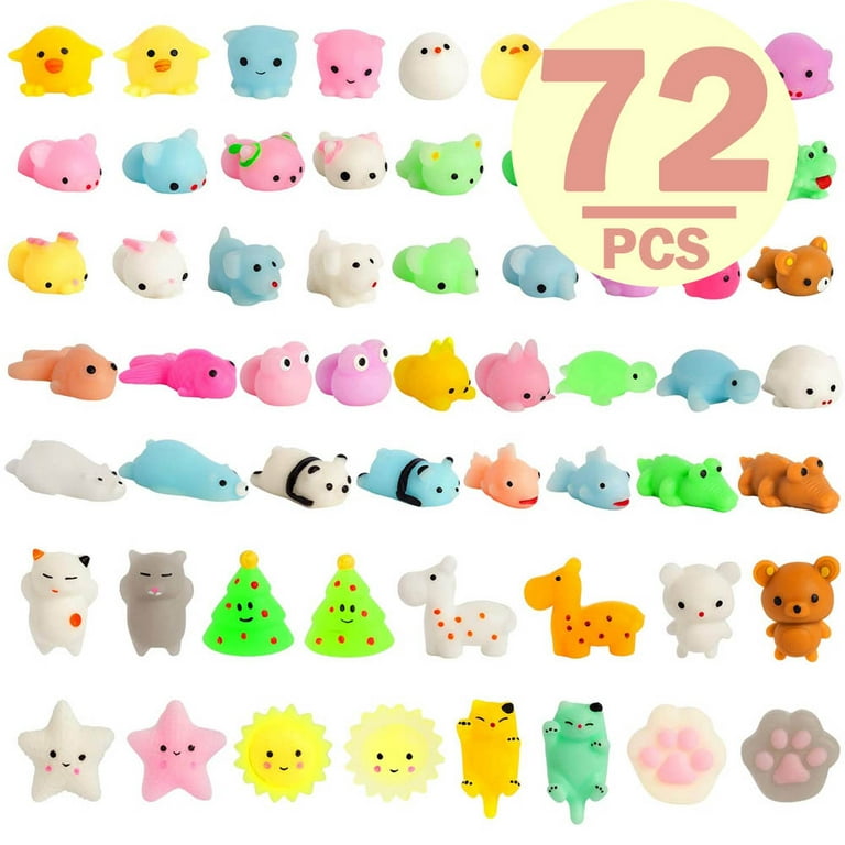 72Pcs/set Mochi Squishy Toys Mini Squishy Kawaii Animal Squishies Gifts for  Boys Girls Party Favors for Kids Cat Unicon Squishy Stress Relief Toys for  Adult Random 