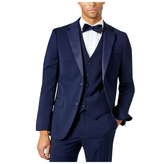 Tommy Hilfiger Mens Slim fit Tuxedo Jacket Blazer 52 L Navy Blue Solid Stretch