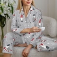 thumbnail image 6 of Salouo Santa with Gifts Pattern Women's Pajamas Set Long Sleeve Button Down Sleepwear Soft Pj Lounge Sets for women 2 Piece Pjs Set with Long Pants-Small, 6 of 7