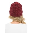 thumbnail image 3 of C.C Hat-30 Slouchy Thick Warm Cap Hat Skully Color Cable Knit Beanie Chenille Burgundy, 3 of 5