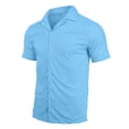 thumbnail image 6 of Yievot Mens Pajama Sets Ribbed Sleepwear Lapel Short Sleeve Button Down Shirts and Drawstring Shorts Pajamas Loungewear 2 Piece Pj Set, 6 of 8