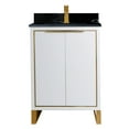 thumbnail image 2 of Fine Fixtures Opulence Collection 24 in. W x 18 in. D x 33 in. H Bathroom Vanity in White Matte with Black Marble Sintered Stone Sink - Satin Brass hardware, 2 of 8