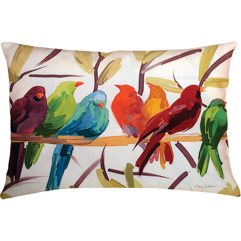 Pillow Flocked Together Indooroutoor Climaweave 24 X 18 within Decorative Pillows With Birds