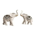 thumbnail image 5 of Good Luck Decorative Sculpture Animal Figurine Tabletop Housewarming Gifts Crafts Couple Elephants Statue for Bookcase Office Living Room White, 5 of 9