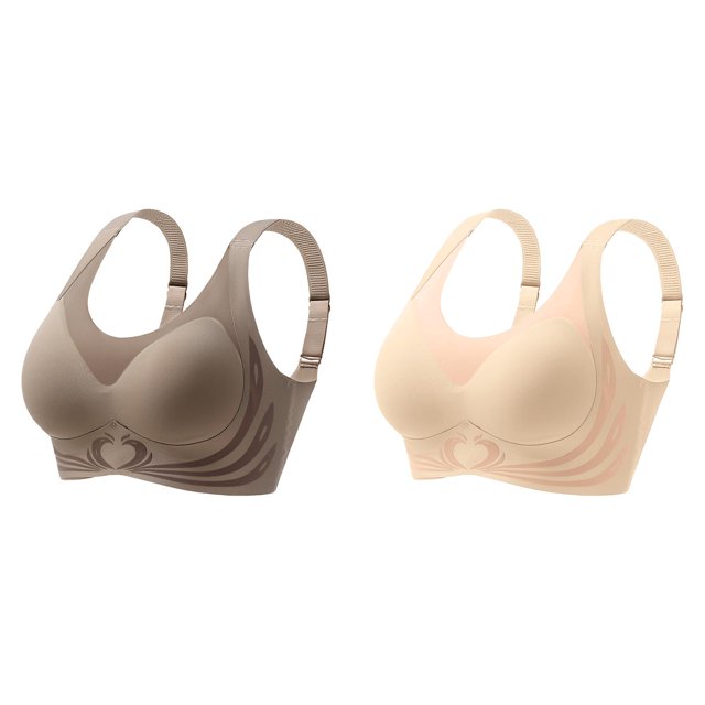 (2-Pack) Rinsvye Womens Big Bust Full Coverage Thin Seamless Bra No Wire Big Size Bra