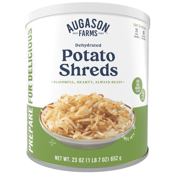 Dehydrated Potato Shreds Can, 31 Servings, Gluten Free Survival Food with 25 Year Shelf Life - Freeze Dried Emergency Food Supply for Camping, Prep & Everyday Meals