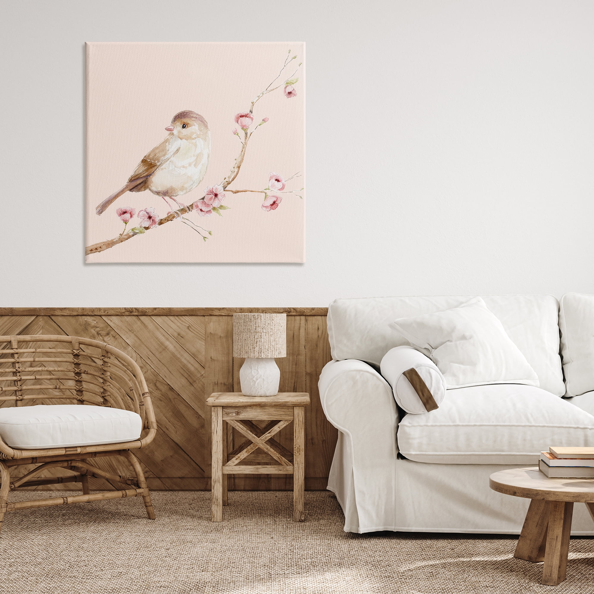 Sweet Brown Bird Perched Canvas Wall Art, design by Lisa Wehmeyer