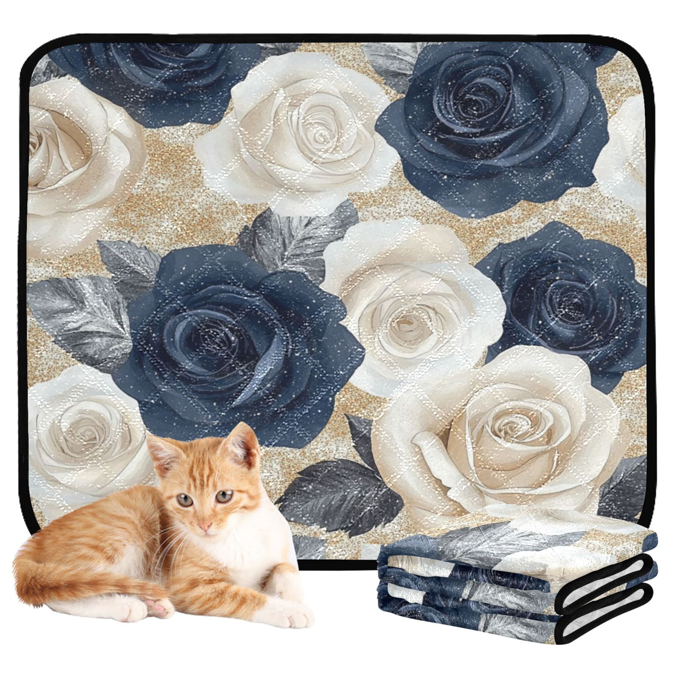 Qxltty Luxurious Floral Cat litter Pads Pet Set of 2 Diaper Mats Center Anti-leakage Layer Absorbent Soft and Comfortable