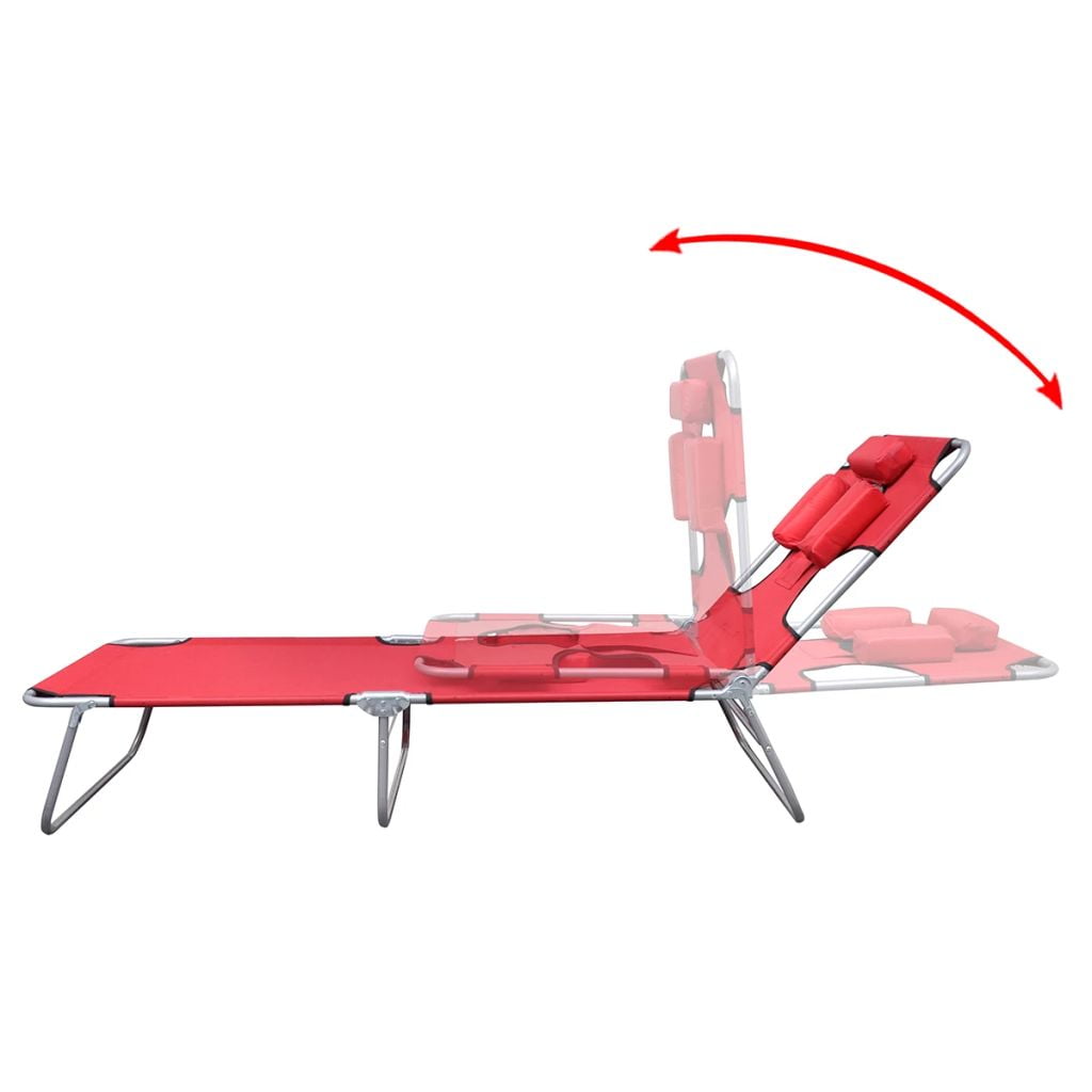 Lowestbest Beach Chaise Lounge, 74" Foldable Sun Lounger with Steel Frame and Headrest