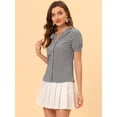 thumbnail image 3 of Camisa Allegra K cuadros Volantes botones manga corta cuello Peter Pan Azul S, 3 of 5