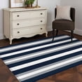 thumbnail image 3 of Navy Blue Grey Striped Area Rug 4x6 FT, Non Slip Kids Room Carpet, Farmhouse Stripes Minimalist Washable Soft Floor Carpet Non-Shedding Throw Rug for Dorm Kitchen Study Room Home Office Bedside, 3 of 9