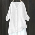 thumbnail image 2 of Hrsba Womens Pocket Shirt Solid Color V Neck Long Sleeve Linen Top With Adjustable Button Cuffs For Winter Fall, 2 of 5