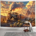 thumbnail image 2 of Steam Train Tapestry,Desert Sunset Journey Tapestries,Western Wilderness Cactus Sky Clouds Wall Hanging for Kids Bedroom Dorm Living Room Decor,60X50In, 2 of 3