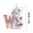 thumbnail image 3 of romoty Personalized Christmas Letter Ornaments, Cute Purple Snowman Initial Pendants, 2D Flat Acrylic Monogram Tree Car Mirror Decor, 3 of 7