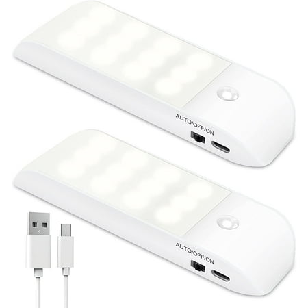 

LED night light with motion detector and twilight sensor [2 pieces] night lamp 12 LED rechargeable USB with 3 modes cabinet light LED light for children s room bedside table garage hallway