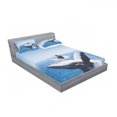 thumbnail image 3 of Animal Bedding Set with Sheet & Covers, Jumping Dolphin and Surfer Sea Animal Fish Summer Sports Shore Cityscape Background, Printed Bedroom Decor 2 Shams, 4 Sizes, Blue White, by Ambesonne, 3 of 3