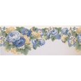 thumbnail image 2 of Fleurs Jaunes Bleu et Canari Babeurre Tan Bord de Papier Peint Design Retro, Rouleau 15' x 8,5", 2 of 3