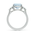 thumbnail image 2 of ANGARA Natural Cushion 2.7 ct Aquamarine & Diamond Three Stone Engagement Ring in 14K White Gold for Women (Size-9mm) | March Birthstone, Anniversary, Jewelry Gift for Women | Natural Aquamarine Ring, 2 of 10