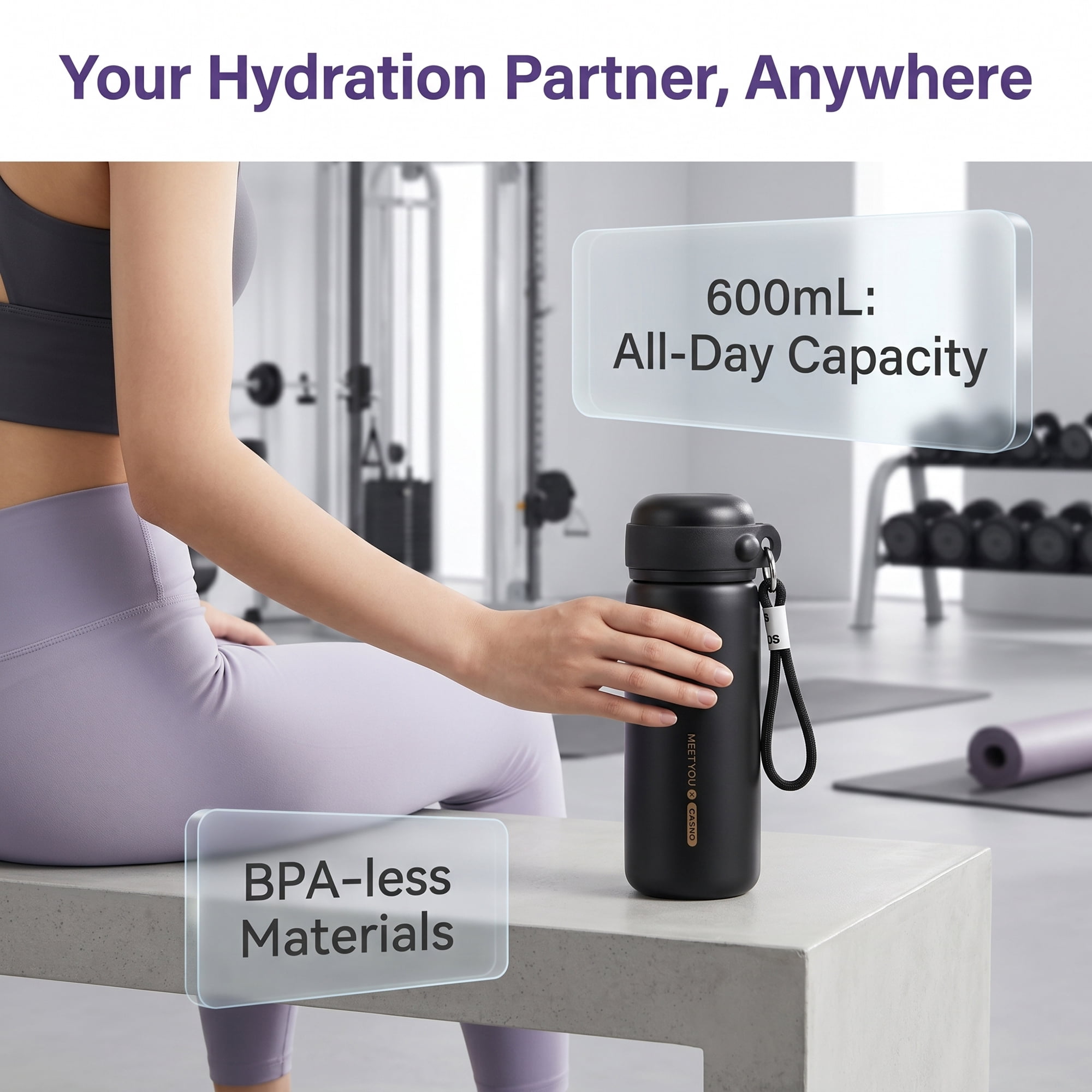 Unique Bargains 21 oz Stainless Steel Insulated Leak Proof Water Bottle Tumbler Black