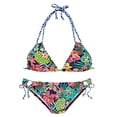 thumbnail image 3 of Women's Bikini Set Halter Neck Print Triangle Bikini Two Piece Swimsuit for Beach Vacation Summer Party,Red,L, 3 of 5