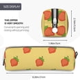 thumbnail image 3 of Pofeuu Hand Drawn Strawberry Print Leather Pencil Case, Leather Pencil Pouch Large Capacity, Big Pencil Pouch with Zipper Vintage Pen Bag Fountain Pen Holder, 3 of 7