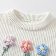 thumbnail image 4 of ZHOGXU Big Girls Sweater Long Sleeve Round Neck Embroidered Floral Knit Soft Comfortable Top For Casual Daily Wear White 6-9 Months, 4 of 7