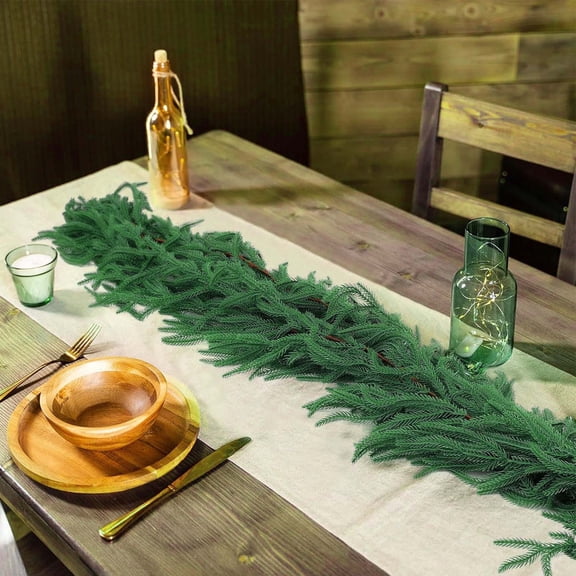 3Pc 5Ft Brown Coil Rattan Vine Christmas Rattan Door Hanging Decoration,Artificial Norfolk Soft Rubber Christmas Pines Needle Door Hanging,Lifelike Faux Greenery,Holiday Home Décor,Party,And Events