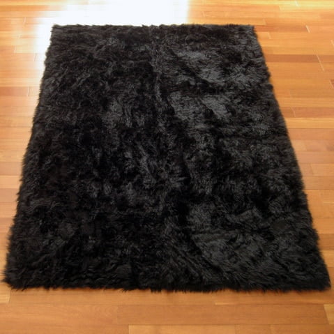 Walk on Me Rugs Classic Black Bear Faux-fur Rectangular ...