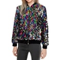 thumbnail image 1 of Veste de Baseball à Manches Longues avec Perles de Carnaval pour Femmes, Paillettes, Fermeture Éclair, Veste Décontractée Multicolore, 1 of 7