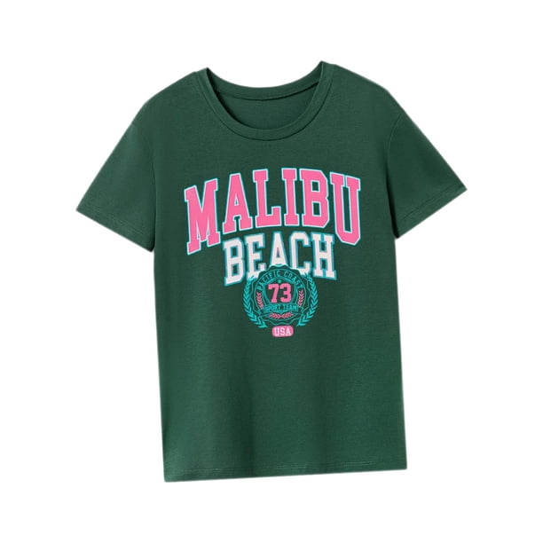 Camiseta de mujer con cuello redondo, transpirable, simple, de verano, para camping, oficina XL