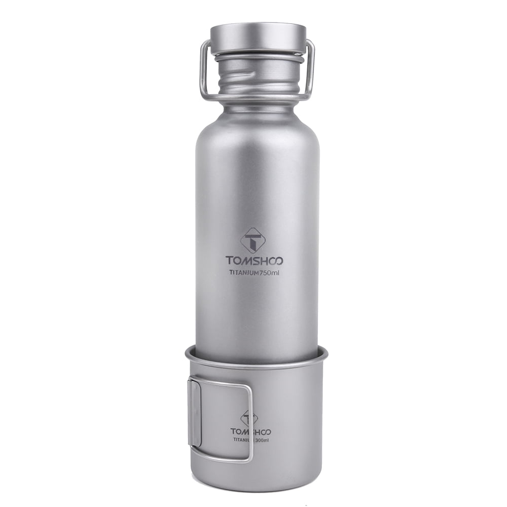 600ml Full Titanium Water Bottle with Extra Lid Ultralight Outdoor Camping  Hiking Cycling Water Bottle