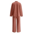 thumbnail image 5 of NMMUED 2 Piece Outfits for Women Casual Lounge Sets Long Sleeve Button Down Shirts and Wide Leg Pants Sets Tracksuit Matching Sets Women Clothing Orange S, 5 of 7