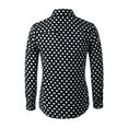 thumbnail image 3 of INSPIRE CHIC Men's Shirt Polka Dots Pattern Point Collar Long Sleeve Button Down Shirt 34 Black, 3 of 7