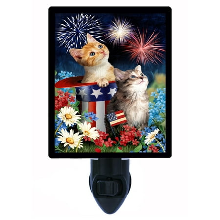 

Patriotic Decorative Photo Night Light Plus One Extra Free Switchable Insert. 4 Watt Bulb. Image Title: Patriotic Kittens. Light Comes with Extra Bulb.