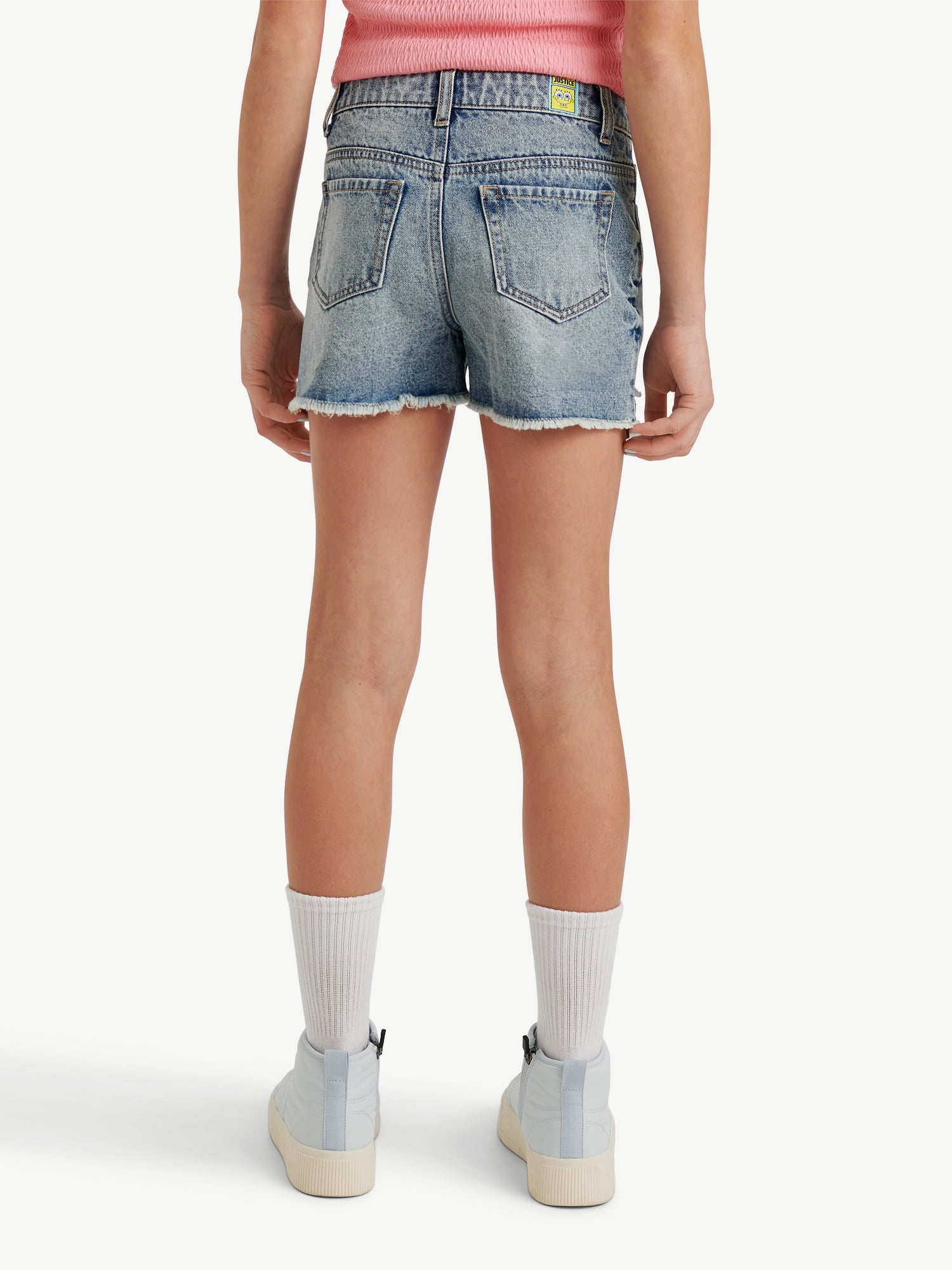 SpongeBob X Justice Girls Sequin Denim Short, Sizes 6-18, Slim & Plus