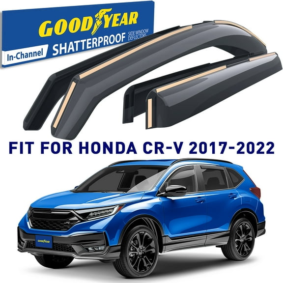 Goodyear Shatterproof in-Channel Window Deflectors for Honda CR-V (CRV) 2017-2022, Rain Guards, Window Visors for Cars, Vent Deflector, Car Accessories, 4 pcs - GY003445LP