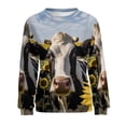 thumbnail image 7 of Farm Cows Women's Floral Printed Sweatshirt Long Sleeve Crewneck Casual Loose Vintage Graphic Pullover Tops, 7 of 7
