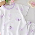 thumbnail image 4 of Staki Toddler Short Pajama Set Girls Pajamas Summer Jammies Short Sleeves Matching 2 Piece Set Trendy PJS for Little & Big Kids 3T 4T 5T Purple,1-2 Years, 4 of 4
